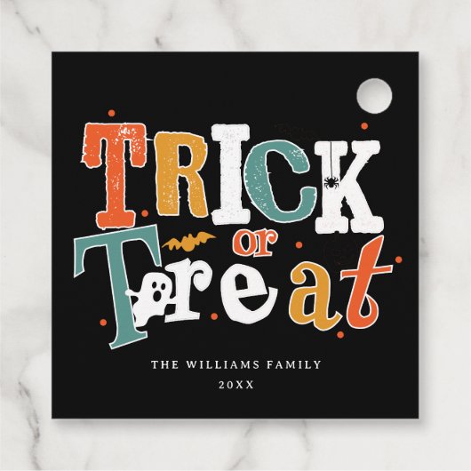 Trick oder Halloween-Party behandeln Geschenkanhänger (Rückseite)