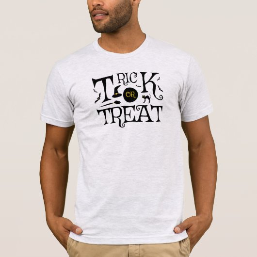 Trick oder Leckerbissen Halloween-Design T-Shirt (Vorderseite)