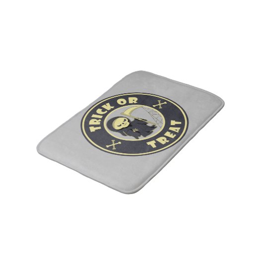 Trick oder Leckerbissen Halloween grimmigem Sensen Badematte (Schrägansicht)