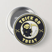 Trick oder Leckerbissen Halloween grimmigem Sensen Button (Vorne & Hinten)