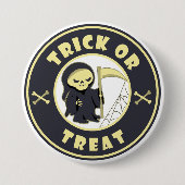 Trick oder Leckerbissen Halloween grimmigem Sensen Button (Vorderseite)