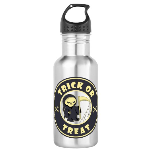 Trick oder Leckerbissen Halloween grimmigem Sensen Edelstahlflasche (Vorderseite)