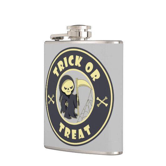 Trick oder Leckerbissen Halloween grimmigem Sensen Flachmann (Links)