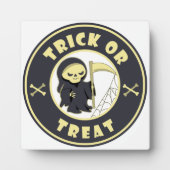 Trick oder Leckerbissen Halloween grimmigem Sensen Fotoplatte (Vorderseite)