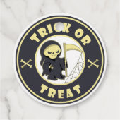 Trick oder Leckerbissen Halloween grimmigem Sensen Geschenkanhänger (Rückseite)