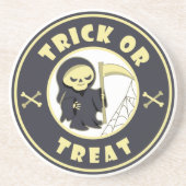Trick oder Leckerbissen Halloween grimmigem Sensen Getränkeuntersetzer (Vorne)