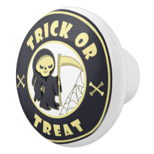 Trick oder Leckerbissen Halloween grimmigem Sensen Keramikknauf