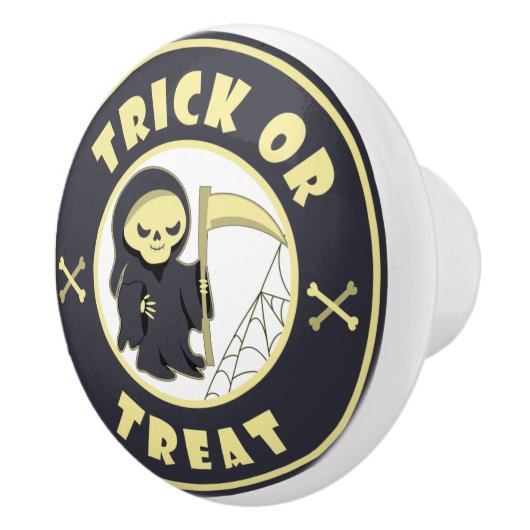 Trick oder Leckerbissen Halloween grimmigem Sensen Keramikknauf (Rechts)