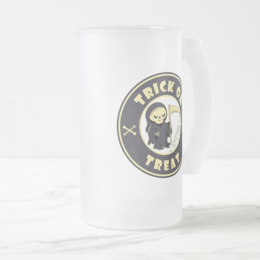 Trick oder Leckerbissen Halloween grimmigem Sensen Mattglas Bierglas (VorderseiteRechts)
