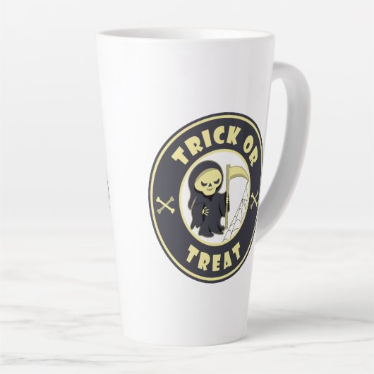 Trick oder Leckerbissen Halloween grimmigem Sensen Milchtasse (Rechte Ecke)