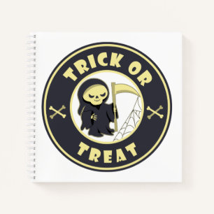 Trick oder Leckerbissen Halloween grimmigem Sensen Notizblock
