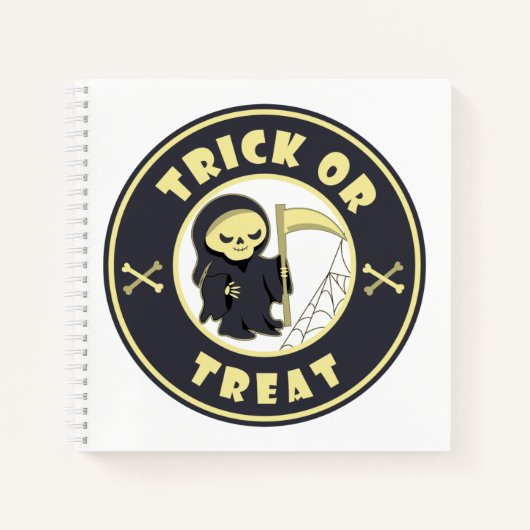 Trick oder Leckerbissen Halloween grimmigem Sensen Notizblock (Vorderseite)