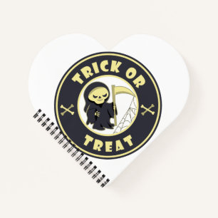 Trick oder Leckerbissen Halloween grimmigem Sensen Notizblock