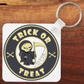 Trick oder Leckerbissen Halloween grimmigem Sensen Schlüsselanhänger (Rückseite)