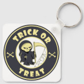 Trick oder Leckerbissen Halloween grimmigem Sensen Schlüsselanhänger (Rückseite)