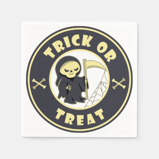 Trick oder Leckerbissen Halloween grimmigem Sensen Serviette (Vorderseite)