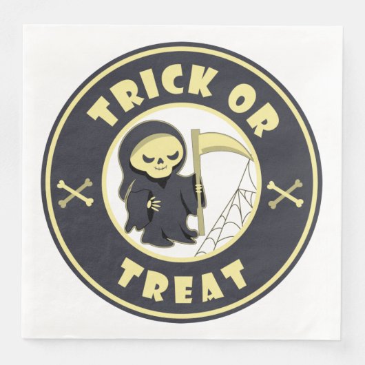 Trick oder Leckerbissen Halloween grimmigem Sensen Serviette (Vorderseite)