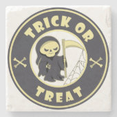 Trick oder Leckerbissen Halloween grimmigem Sensen Steinuntersetzer (Vorderseite)