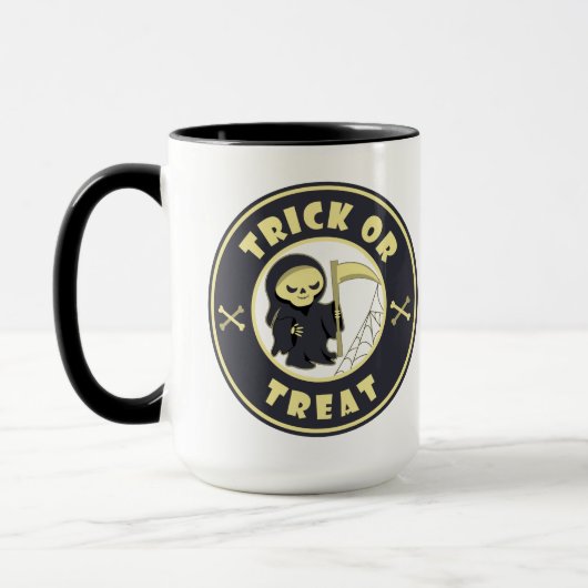 Trick oder Leckerbissen Halloween grimmigem Sensen Tasse (Links)
