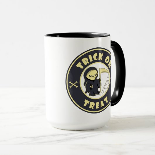 Trick oder Leckerbissen Halloween grimmigem Sensen Tasse (VorderseiteRechts)
