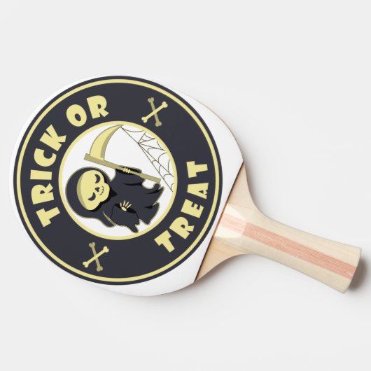 Trick oder Leckerbissen Halloween grimmigem Sensen Tischtennis Schläger (Seitenansicht)