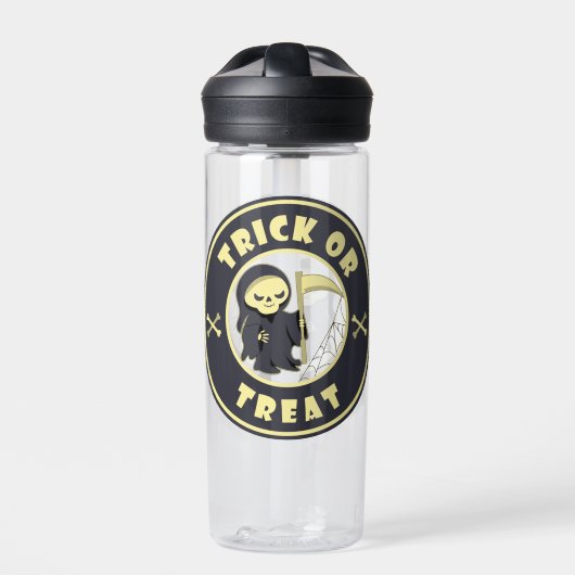 Trick oder Leckerbissen Halloween grimmigem Sensen Trinkflasche (Vorderseite)