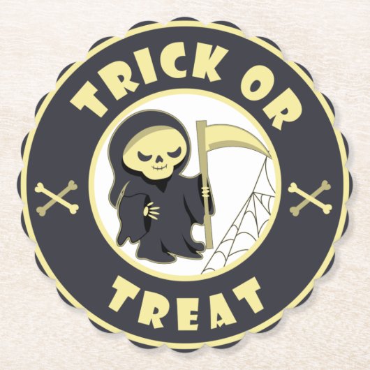 Trick oder Leckerbissen Halloween grimmigem Sensen Untersetzer (Vorderseite)