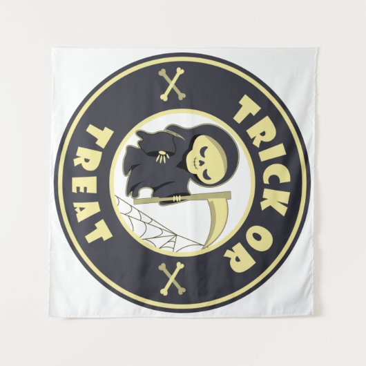 Trick oder Leckerbissen Halloween grimmigem Sensen Wandteppich (Vorderseite (Horizontal))