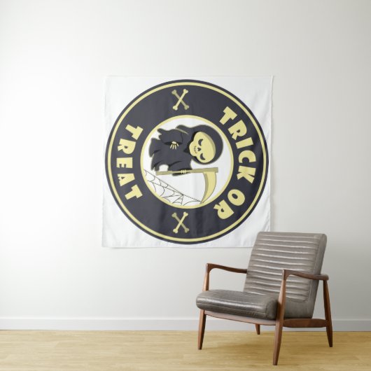 Trick oder Leckerbissen Halloween grimmigem Sensen Wandteppich (Beispiel (Horizontal))