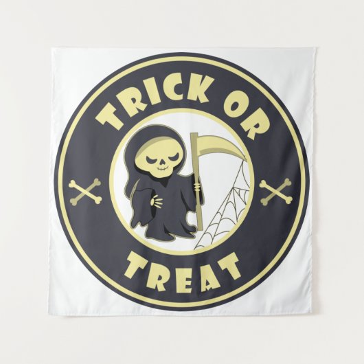 Trick oder Leckerbissen Halloween grimmigem Sensen Wandteppich (Vorderseite)