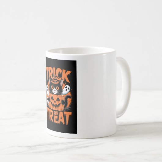 Trick oder Leckerbissen Halloween Kaffeetasse (VorderseiteRechts)
