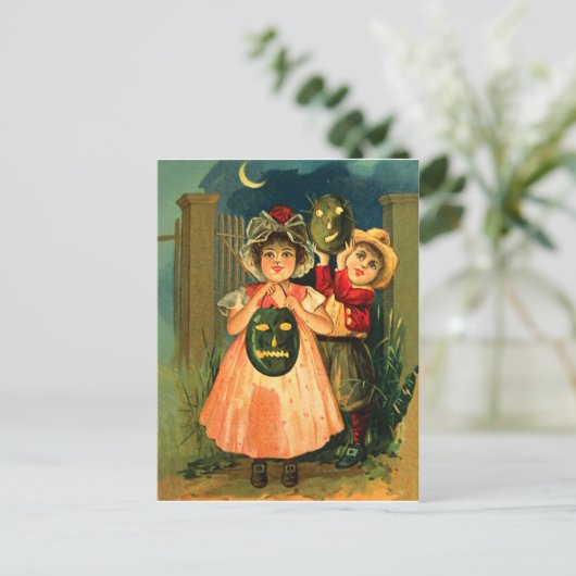 Trick oder Leckerbissen zu Halloween Postkarte (Stehend Vorderseite)
