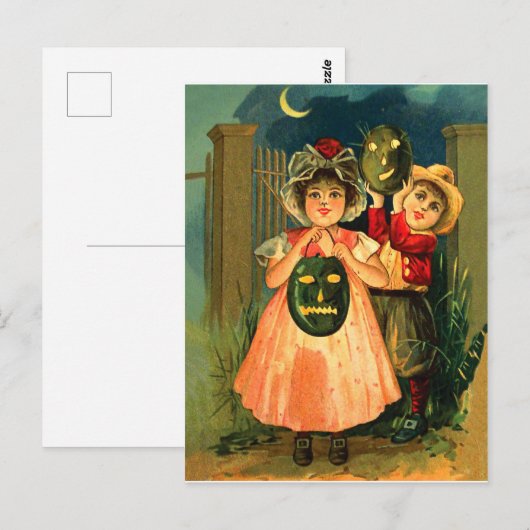 Trick oder Leckerbissen zu Halloween Postkarte (Vorne/Hinten)