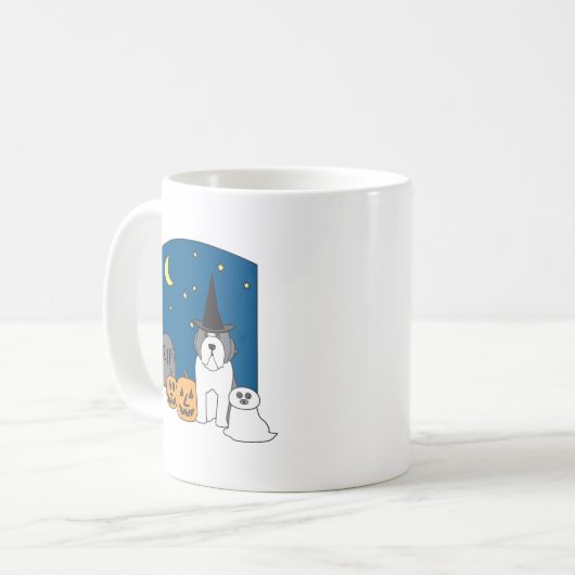Trick oder Leckerei Beardie Halloween Kaffeetasse (Vorderseite Links)
