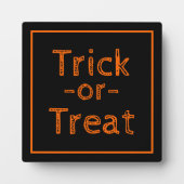 Trick-oder-Leckerei Black & Orange Halloween Thema Fotoplatte (Vorderseite)