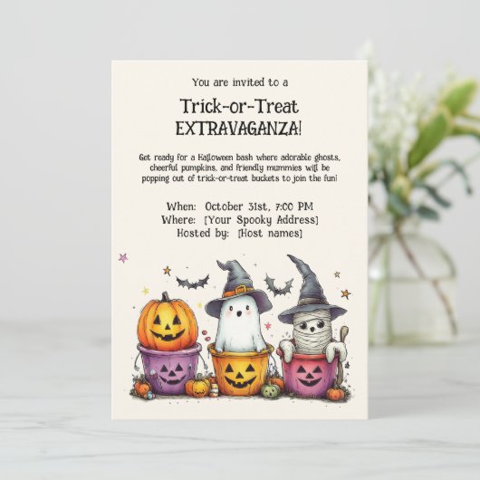 Trick-oder-Leckerei EXTRAVAGANZA! Einladung (Stehend Vorderseite)