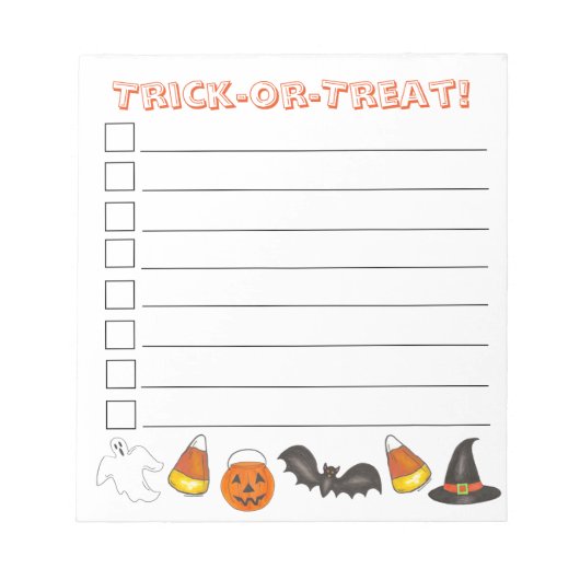 Trick-oder-Leckerei Halloween Bat Pumpkin Ghost He Notizblock (Vorderseite)