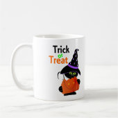 Trick-oder Leckerei-Halloween-Katze mit Kürbis Kaffeetasse (Links)