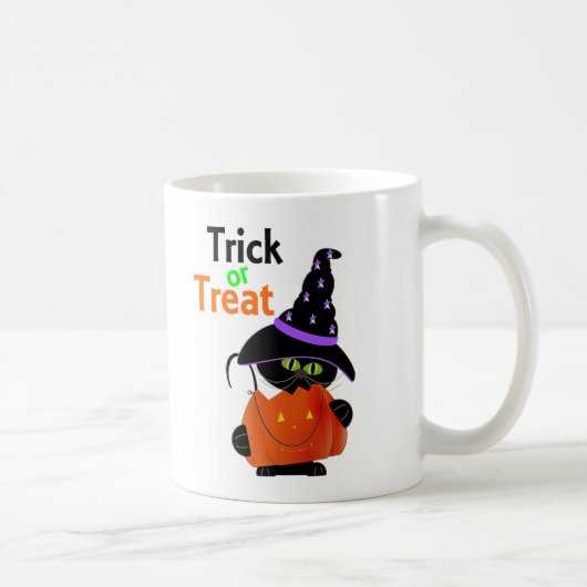 Trick-oder Leckerei-Halloween-Katze mit Kürbis Kaffeetasse (Rechts)