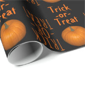 Trick-oder-Leckerei Halloween Orange Black Pumpkin Geschenkpapier (Rolleneckpunkt)