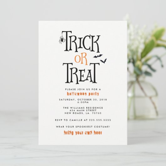 Trick-oder Leckerei-Halloween-Party Einladung (Stehend Vorderseite)