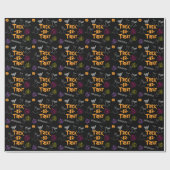 Trick-oder-Leckerei Halloween Pumpkin Ghost Cat Geschenkpapier (Flach)