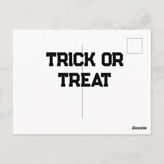 Trick oder. Leckerei Halloween schwarz schlicht Mi Postkarte (Rückseite)