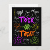 Trick-oder-Leckerei Halloween Thema Pumpkin Ghost  Postkarte (Vorne/Hinten)