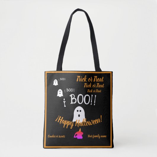 Trick oder Leckerei, Name, halloween personalisier Tasche (Vorderseite)