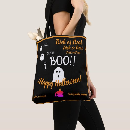 Trick oder Leckerei, Name, halloween personalisier Tasche (Von Nahem)