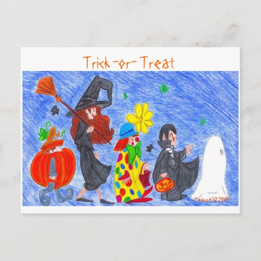 Trick - oder - Leckerei Postkarte (Vorderseite)