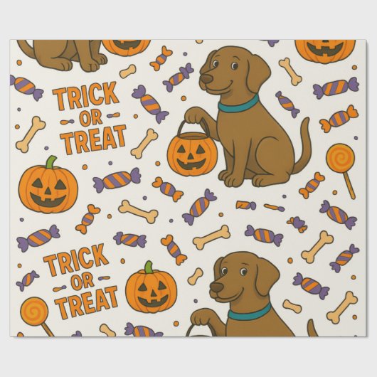 Trick-oder-Leckerei-Pup-Halloween Geschenkpapier (Flach)