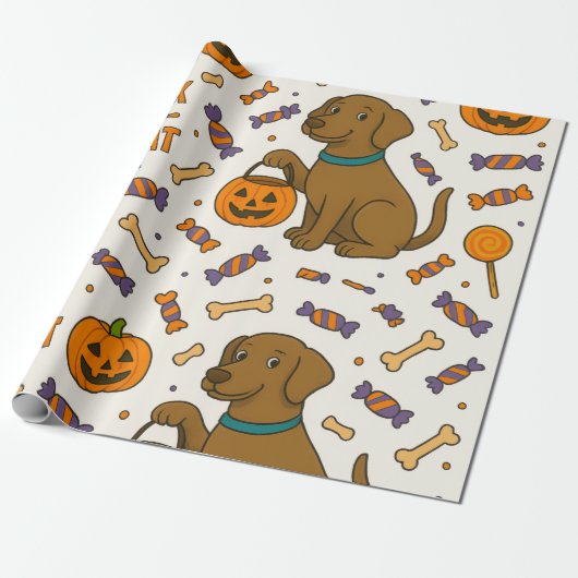 Trick-oder-Leckerei-Pup-Halloween Geschenkpapier (Ungerollt)