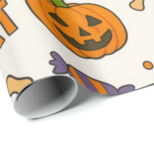 Trick-oder-Leckerei-Pup-Halloween Geschenkpapier (Rolleneckpunkt)